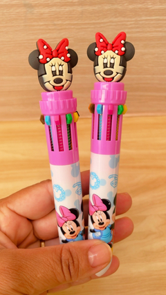 CANETA 10 EM 1 EM ESFEROGRAFICA MULTICOLORIDA MICKEY E MINNIE -  PAPELARIA PERSONALIZADA - AMORCOMDETALHES