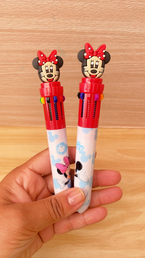 CANETA 10 EM 1 EM ESFEROGRAFICA MULTICOLORIDA MICKEY E MINNIE