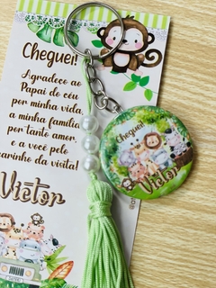CHAVEIRO SAFARI VERDE -  PAPELARIA PERSONALIZADA - AMORCOMDETALHES