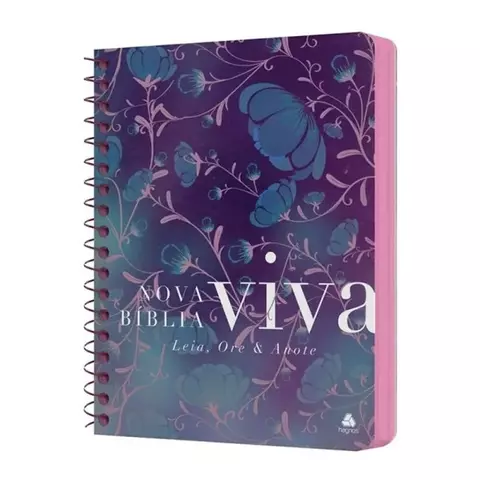 NOVA BIBLIA VIVA COM ESPAÇO PARA ANOTAÇÃO | LETRA NORMAL | CAPA ESPIRAL FLORES DO CAMPO