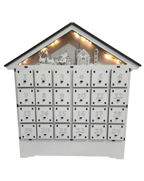 Calendario Adviento Navideño Casa Colgante en Mdf - PARA ARMAR