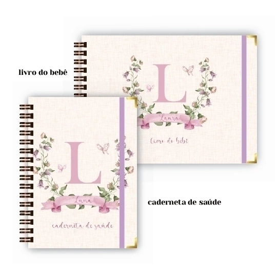 Caderneta + Livro - Monograma Lilás