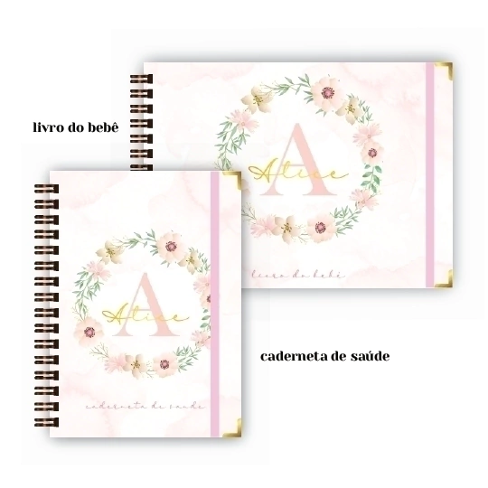 Caderneta + Livro - Monograma Rosa