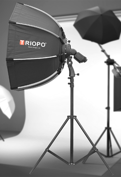 Kit Triopo octabox 65cm para flash + tripie KRKC de aluminio 190cm en internet