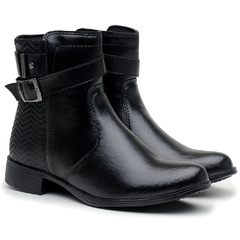 Coturno Curto Fechamento Em Ziper Detalhe Fivela - comprar online