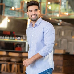CAMISA ML COMFORT LISTRAS AZUL/BRANCO - comprar online