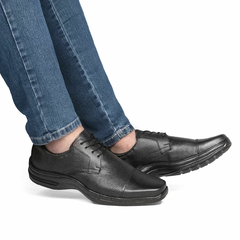 Sapato Masculino Social Confort Anti-stress Ortopedico 5051 Couro Preto