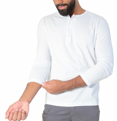 CAMISETA HENLEY MANGA LONGA BRANCA na internet