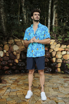 CAMISA MANGA CURTA REGULAR VISCOSE AMAZON AZUL CLARO/AZUL