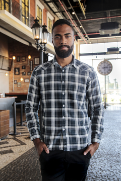 CAMISA FLANELADA SLIM FIT XADREZ AZUL/BRANCO