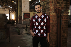 SUÉTER TRICOT SCOZIA VERMELHO/PRETO/BRANCO na internet