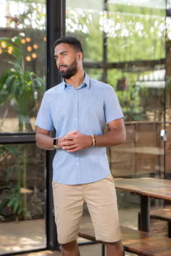 BERMUDA MASCULINA SARJA COM ELASTANO LISA BEGE AREIA - comprar online