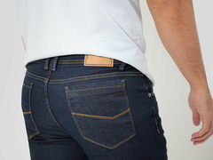 Calça Jeans Slim Megaflex Estonada Marinho na internet