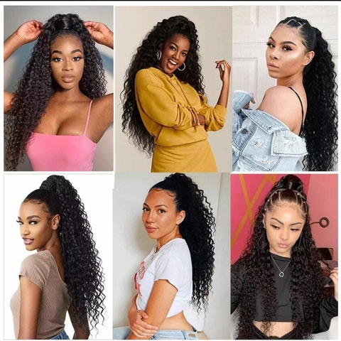 Rabo de cavalo cacheado preto bio fibra