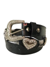 Cinto Country Feminino Aplique Coração Strass