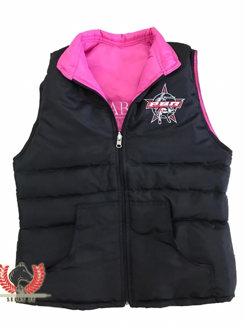 Colete Country Feminino Dupla Face Abqm Quarto de Milha e Pbr