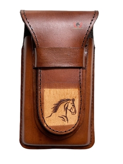 Bainha de Couro para Canivete e Celular Estampa Cavalo C18 - comprar online