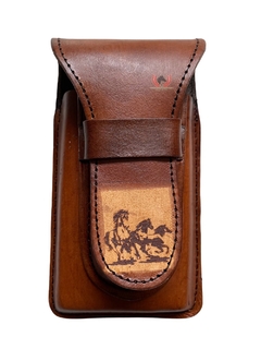 Bainha de couro Para Canivete e Celular Estampa Cavalos c20 - comprar online