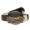 Cinto Country Unissex de Pelo Natural com Fivela Mangalarga Marchador Prata Sc29