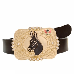 Cinto Country Feminino Com Fivela Mula Strass