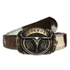 Cinto Country Unissex de Pelo Natural com Fivela Texas Longhorn SC57