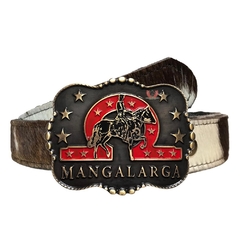 Cinto Country Unissex de Pelo Natural com Fivela Mangalarga Marchador SC58
