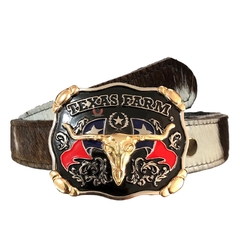 Cinto Country Unissex de Pelo Natural com Fivela Texas Farm SC73