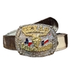Cinto Country Masculino de Pelo Natural com Fivela Texas Longhorn SC76