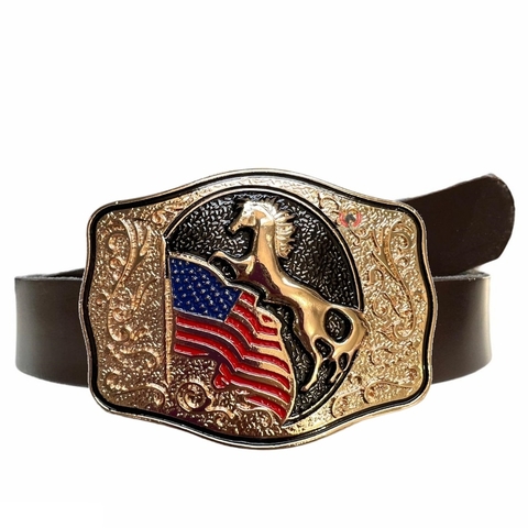 Cinto Country Unissex com Fivela Cavalo Gold sc82