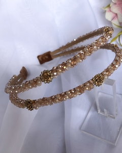 Tiara dupla Amarílis com flor de strass