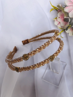 Tiara dupla Amarílis com flor de strass - comprar online