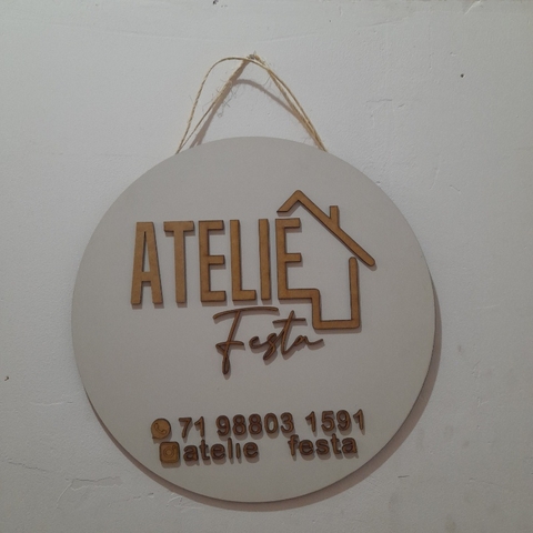 Logotipo de mdf 40 cm circular