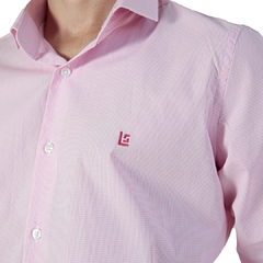 CAMISA ML SUPER SLIM XADREZ MINI ROSA/ BRANCO