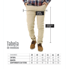 CALÇA ALFAIATARIA CASUAL SARJA SUPER SLIM COM ELASTANO LISA AREIA na internet