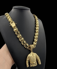 Cordão Dubai com Pingente Faixa Preta personalizado em 3D