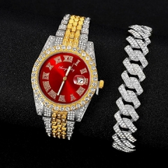 Kit dubai cravejado- Corrente dubai ice cuban + relógio cravejado rolex + Pulseira cravejada na internet