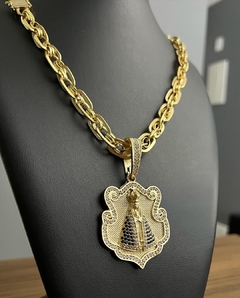 Cordão Imperador com Pingente personalizado Nossa Sra. de aparecida banhado a Ouro 18k - comprar online