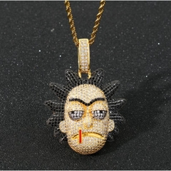 Corrente ice cuban Rick e Morty Cravejada Dourado na internet