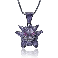 Corrente ice cuban cravejada pokemon gengar purple