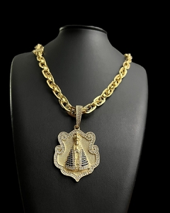 Cordão Imperador com Pingente personalizado Nossa Sra. de aparecida banhado a Ouro 18k - Loja do Bart Pulseiras