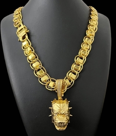 Cordão Dubai com Pingente Pitbull Banhado a Ouro 18k - comprar online