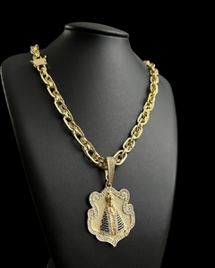 Cordão Imperador com Pingente personalizado Nossa Sra. de aparecida banhado a Ouro 18k na internet