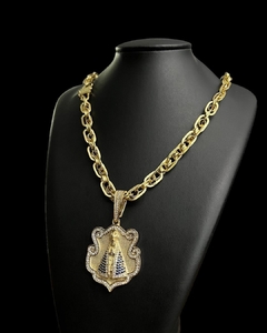 Cordão Imperador com Pingente personalizado Nossa Sra. de aparecida banhado a Ouro 18k