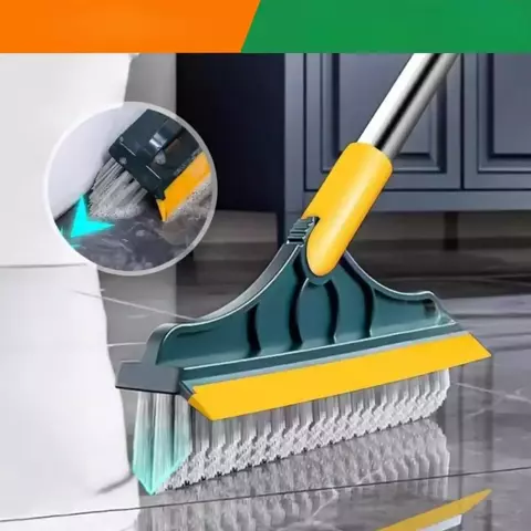 Escova De Limpeza Esfregão 2 Em 1 Vassoura Rodo Chão Cozinha