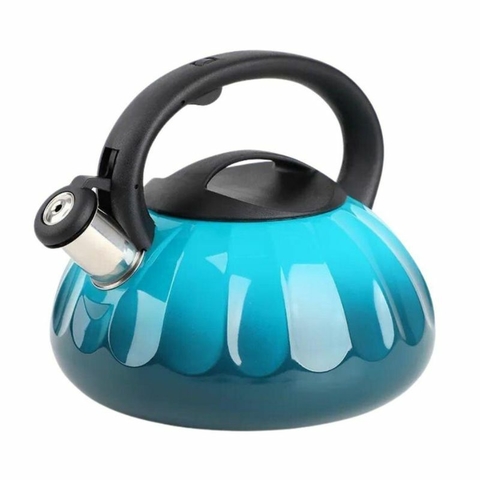 Chaleira Em Aço Inox Indução Com Aviso Sonoro Capacidade 3 Litros Cor Azul