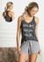 Pijama Feminina Curto Regata e Short Estampa Positive