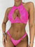 Conjunto Lingerie Neon Decote Coração Sensual Com Aro Tendência