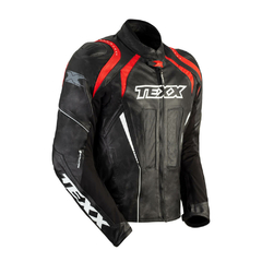 Jaqueta TEXX Sniper V2 Masculino Couro Preto Vermelho - 5G