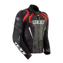 Jaqueta TEXX Sniper V2 Masculino Couro Preto Vermelho - G