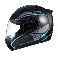 Capacete Sky Two Soldier Preto Fosco Transf Azul - 62